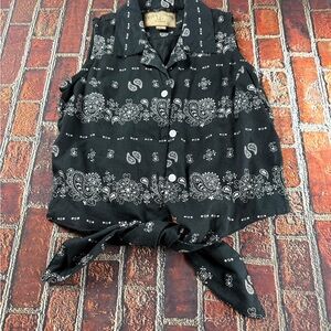 Bit & Bridle Black and White Button Down Crop Top